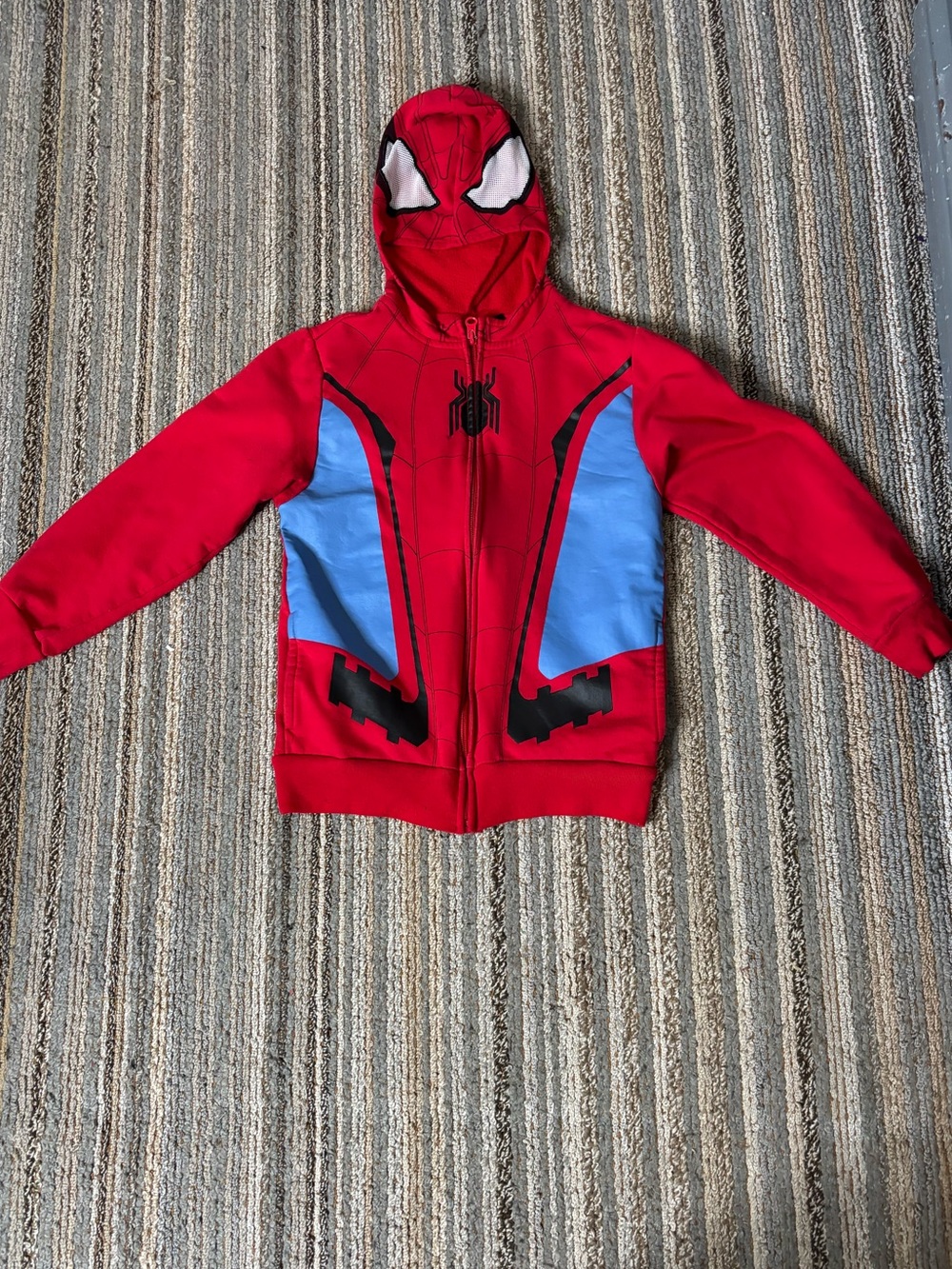 Marvel Kids Red and Light Blue Spider-Hoodie Zip Sweatshirt